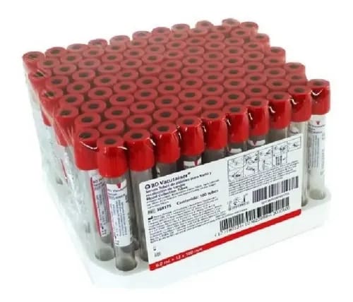 Tubos vacutainer tapa roja caja x 100
