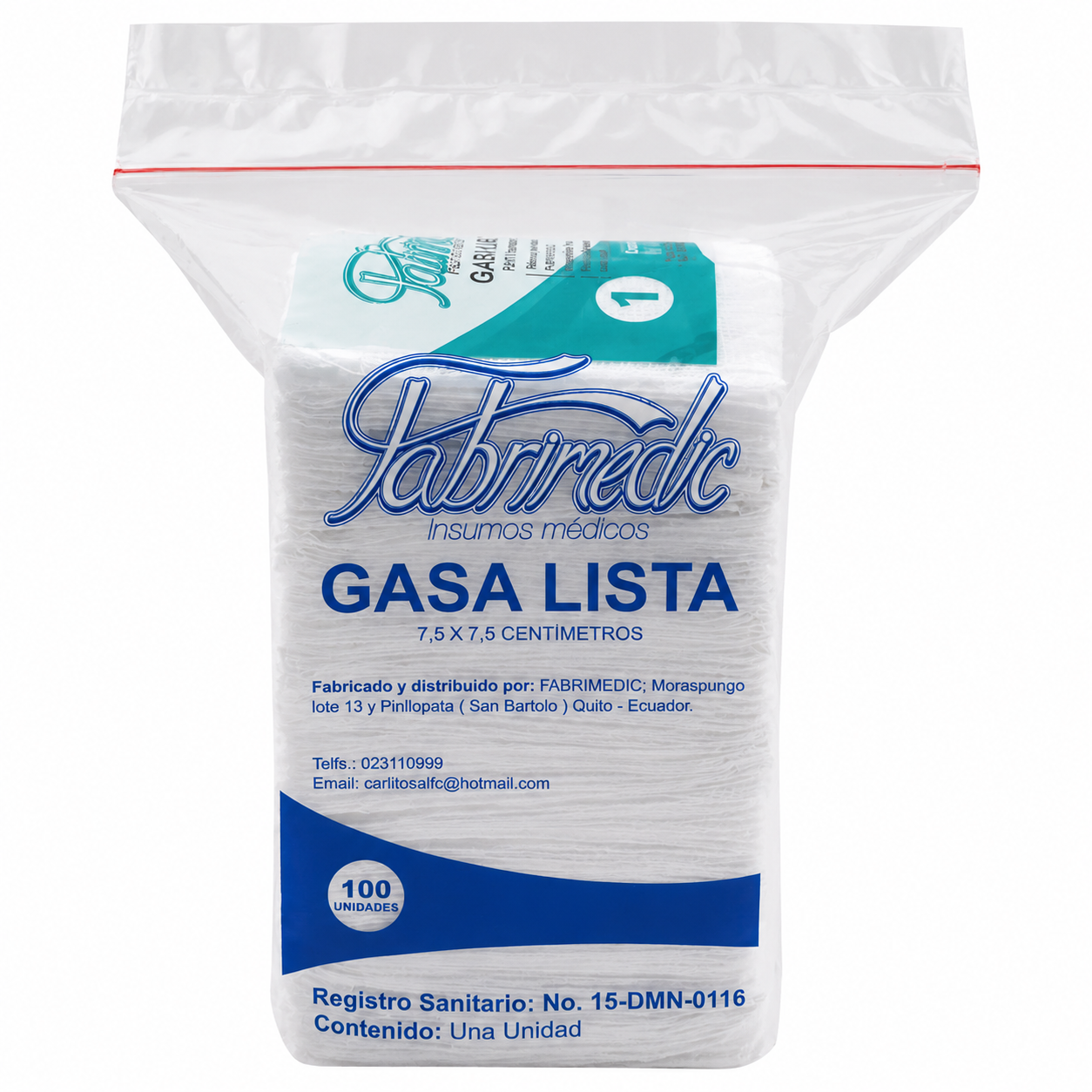 Gasa lista paquete x 100 unidades